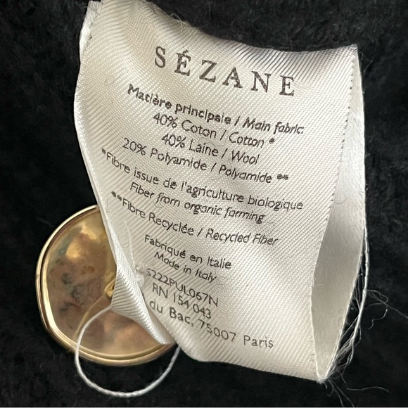 Sezane Lucas Jumper, Organic Cotton and Wool Sweater, Black, Size Medium - Picture 7 of 10